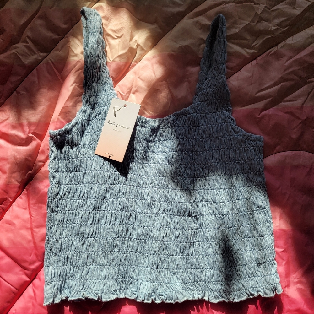 Blue Smocked Women Top